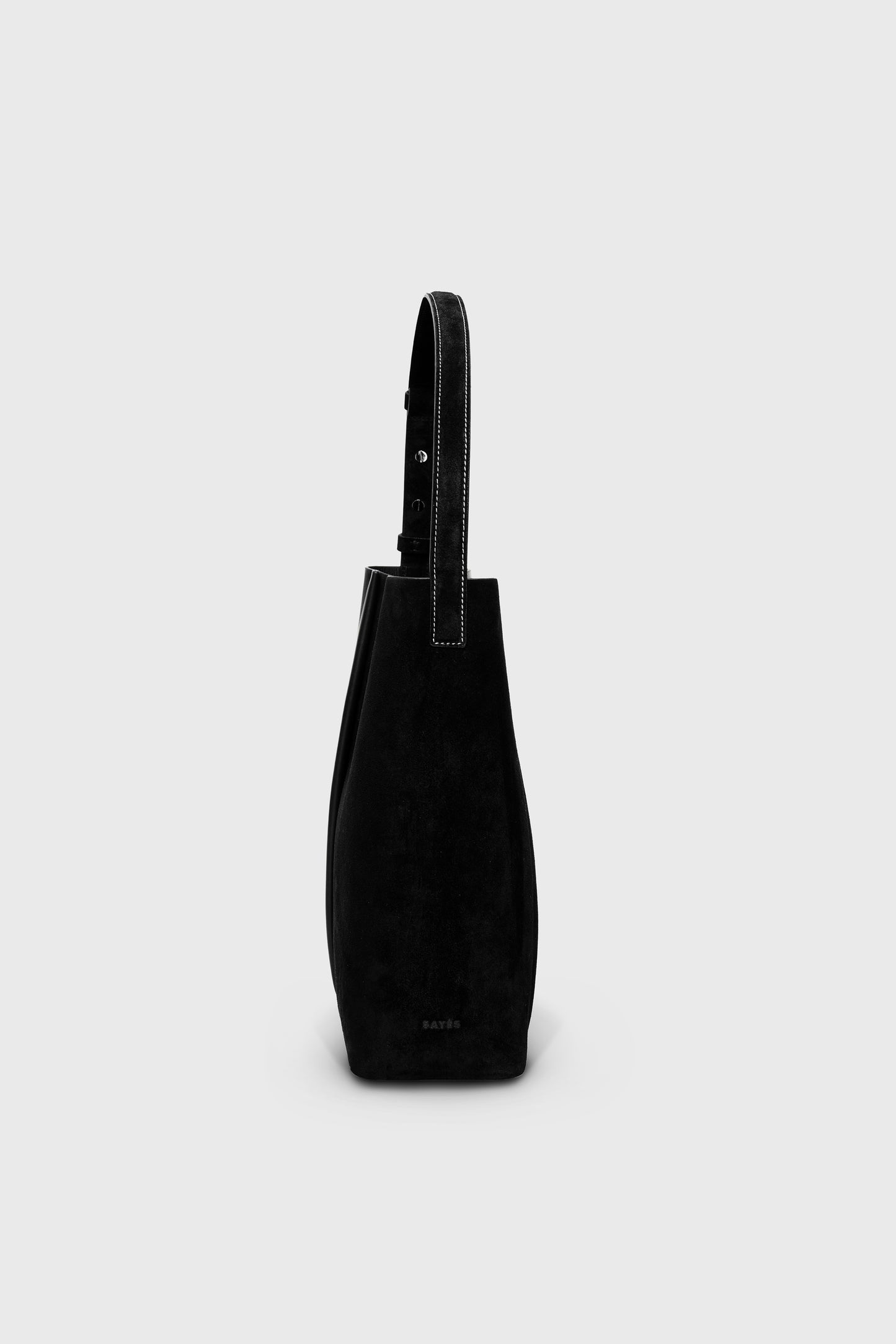 THE LARGE TOTE PLISSÉ BLACK SUEDE