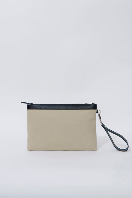 STITCHED CLUTCH BEIGE/BLACK