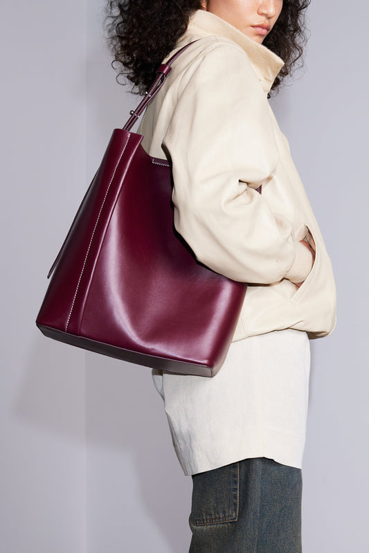 THE LARGE TOTE PLISSÉ BORDO