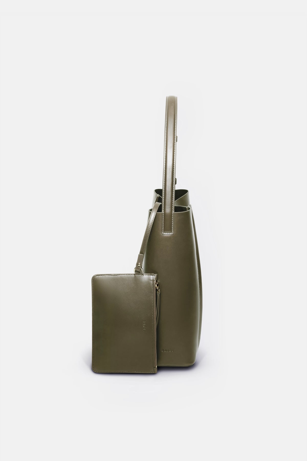 THE LARGE TOTE PLISSÉ KHAKI LEATHER
