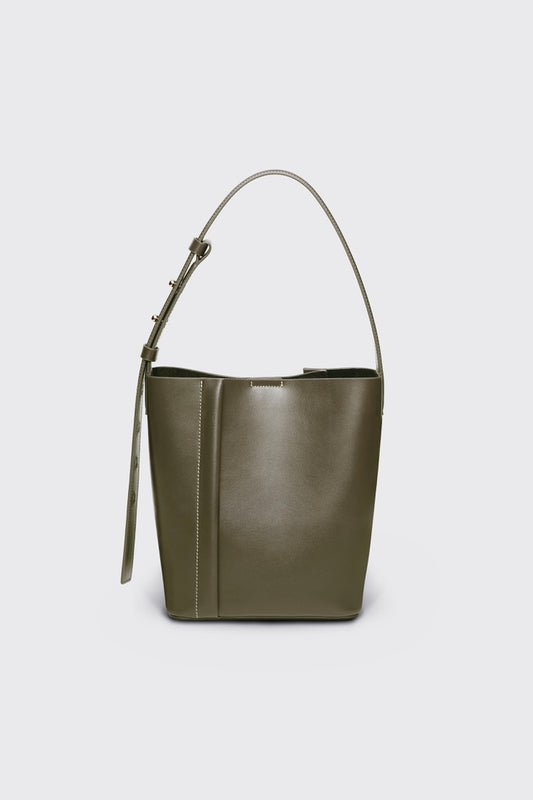 THE MEDIUM TOTE PLISSÉ KHAKI LEATHER