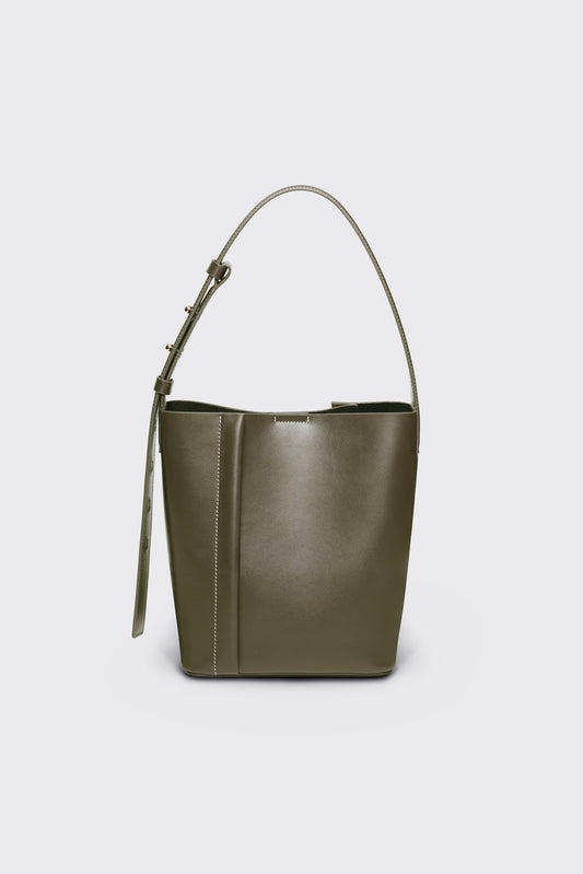 THE MEDIUM TOTE PLISSÉ KHAKI LEATHER