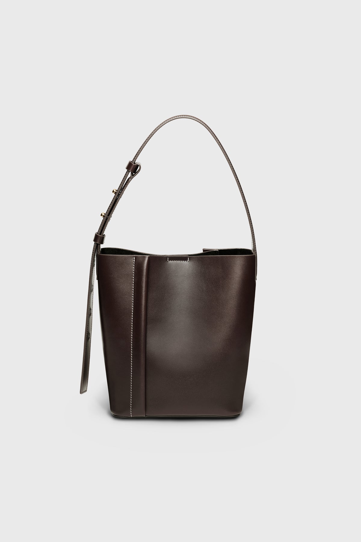 THE MEDIUM TOTE PLISSÉ DARK CHOCOLATE LEATHER