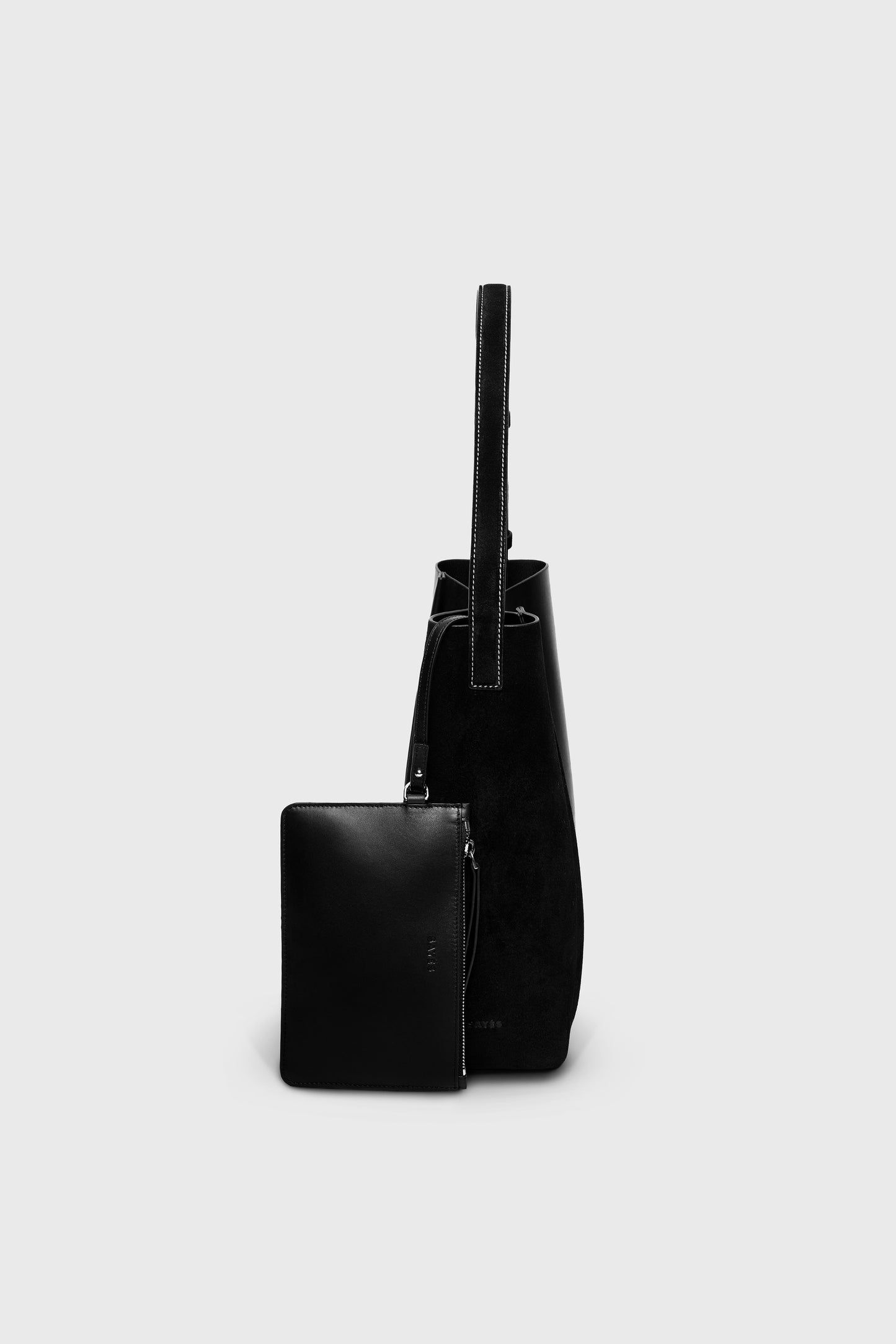 THE LARGE TOTE PLISSÉ BLACK SUEDE