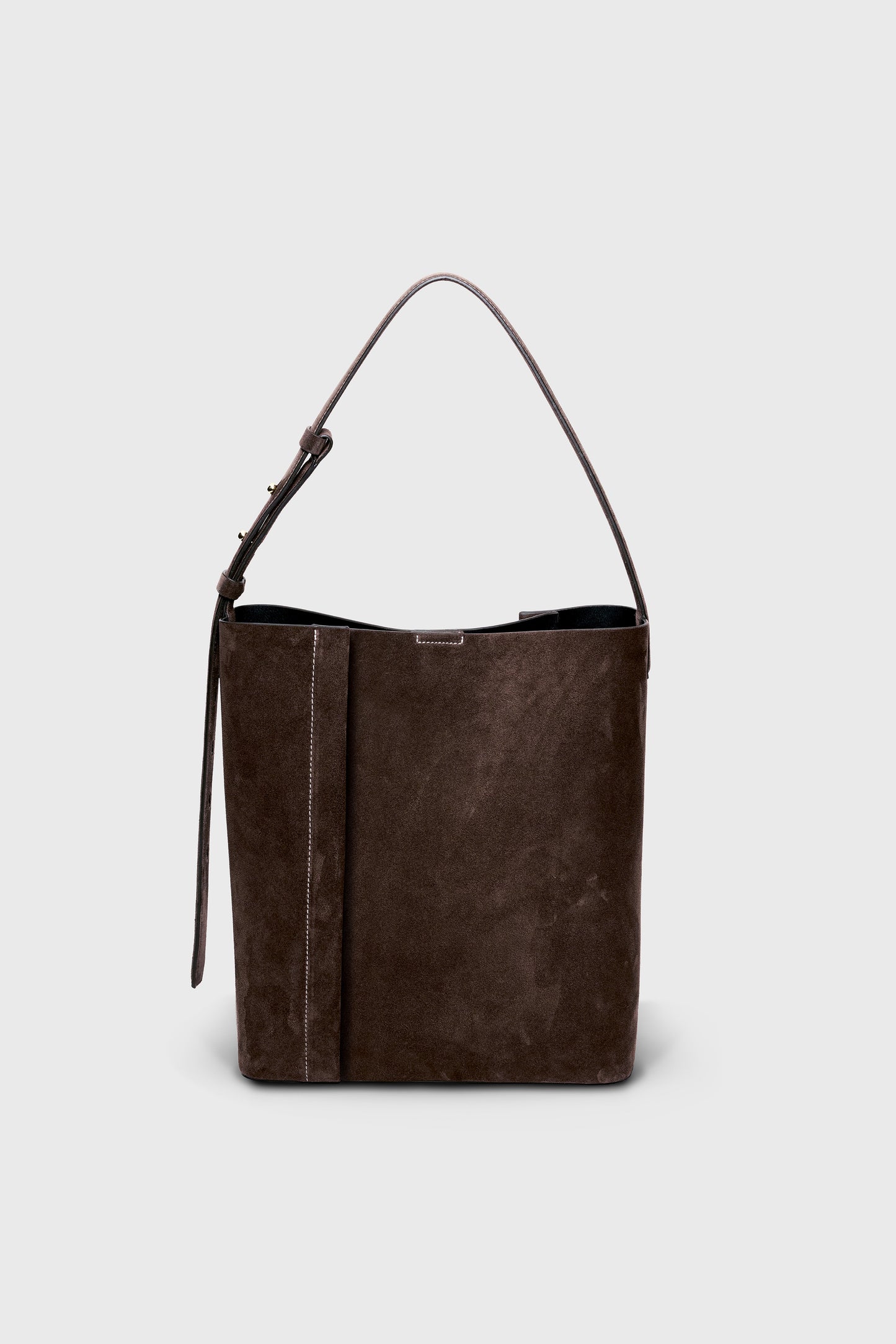 THE LARGE TOTE PLISSÉ DEEP BROWN SUEDE