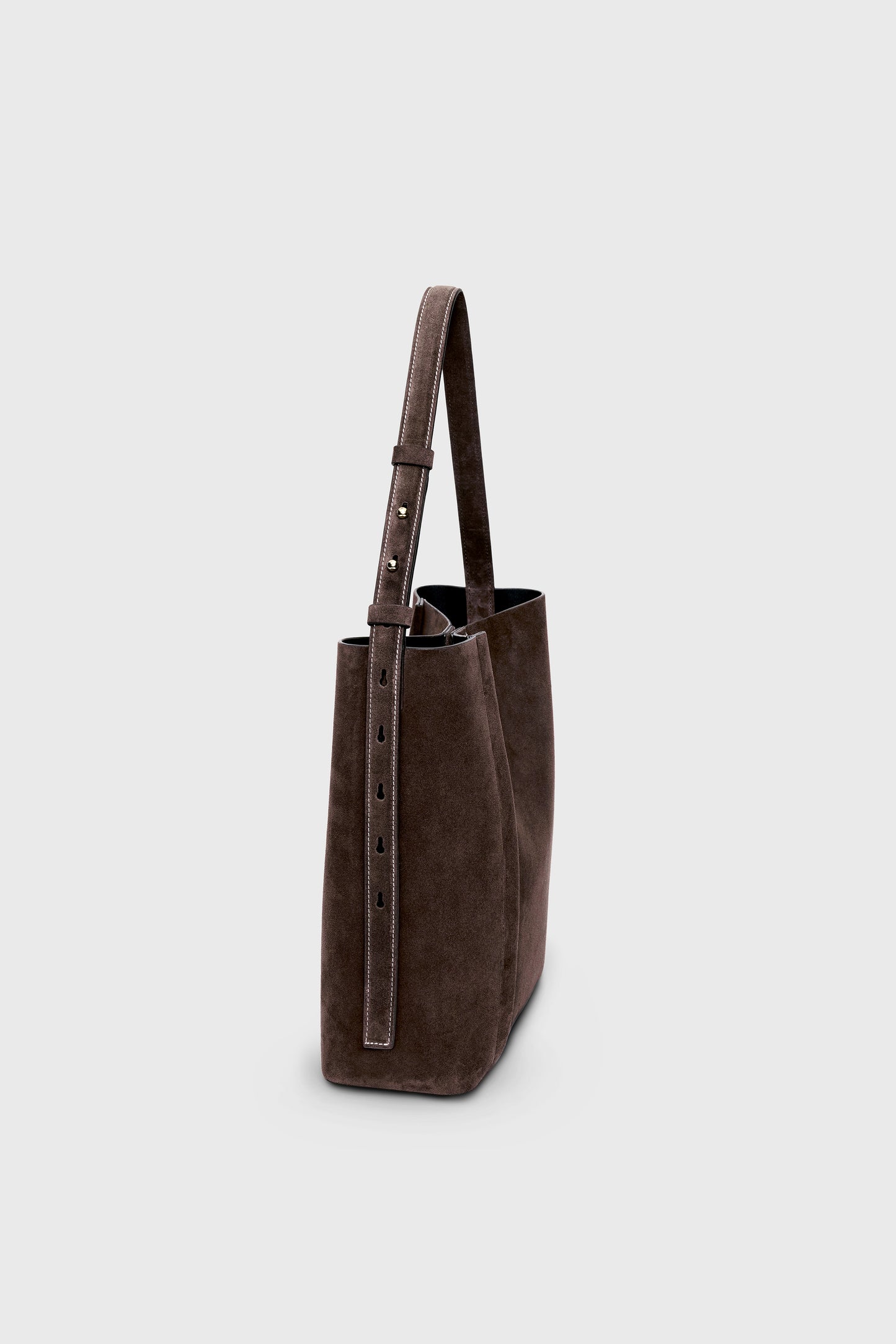 THE LARGE TOTE PLISSÉ DEEP BROWN SUEDE