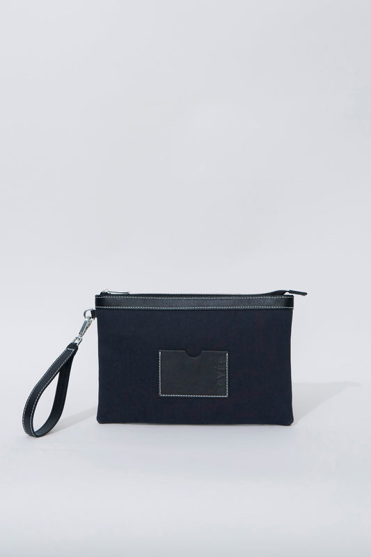 STITCHED CLUTCH LACİVERT/SİYAH