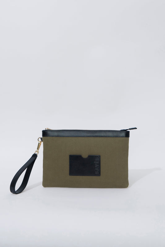 STITCHED CLUTCH HAKİ/SİYAH