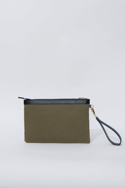 STITCHED CLUTCH KHAKI/BLACK