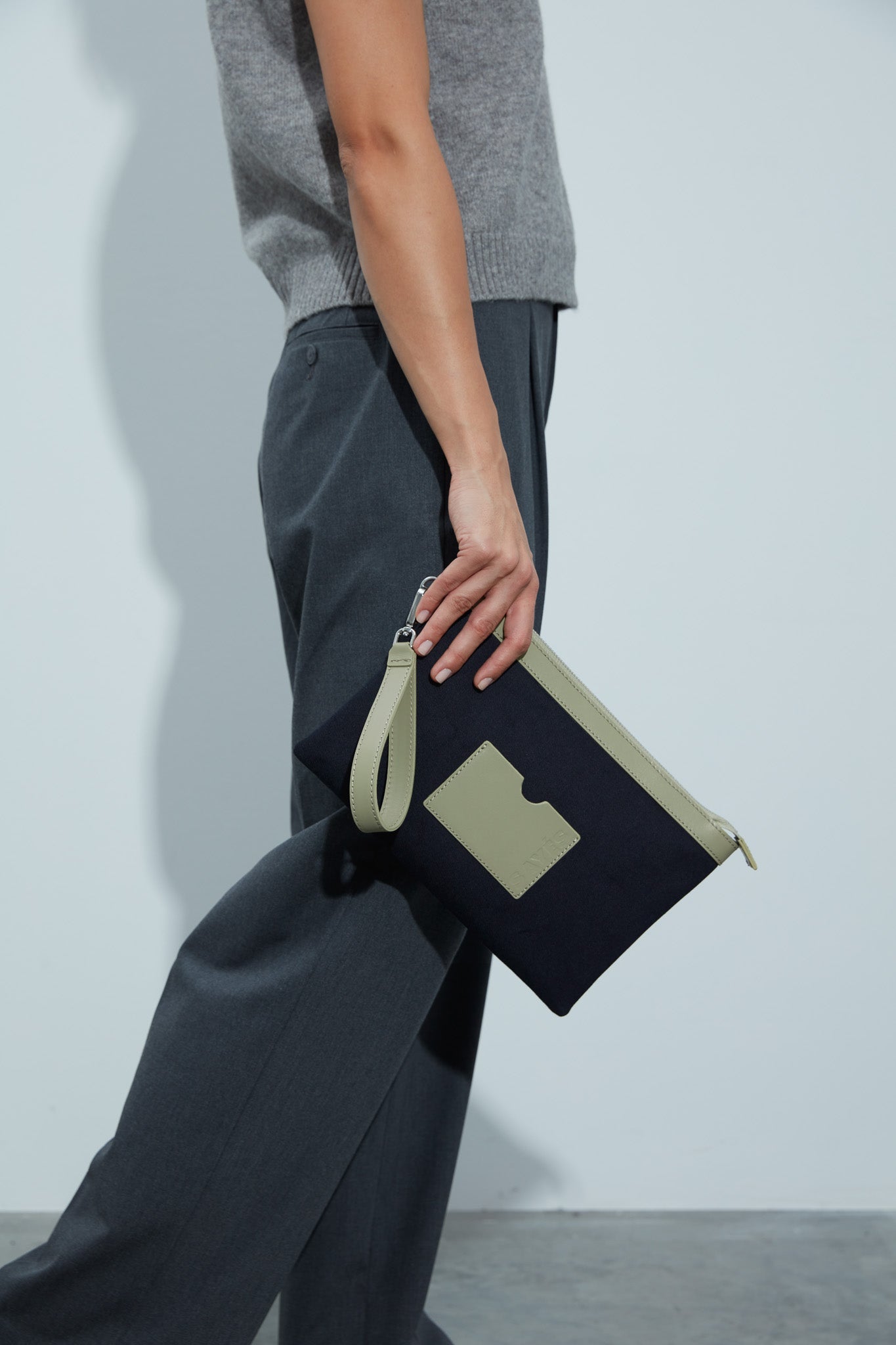 STITCHED CLUTCH LACİVERT/YAĞ YEŞİLİ