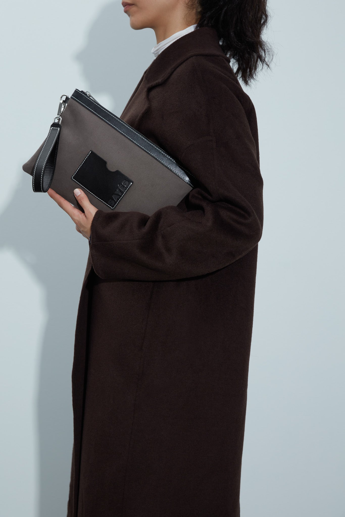 STITCHED CLUTCH VİZON/SİYAH