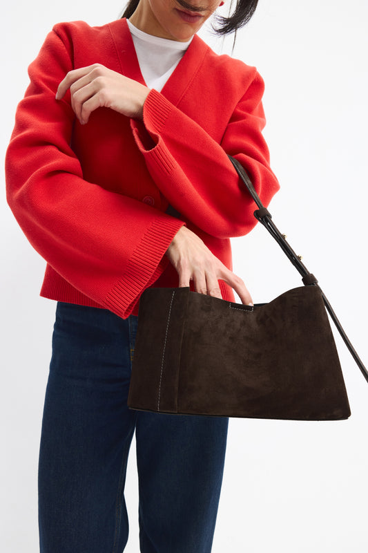 THE SMALL TOTE PLISSÉ KAHVERENGİ SÜET