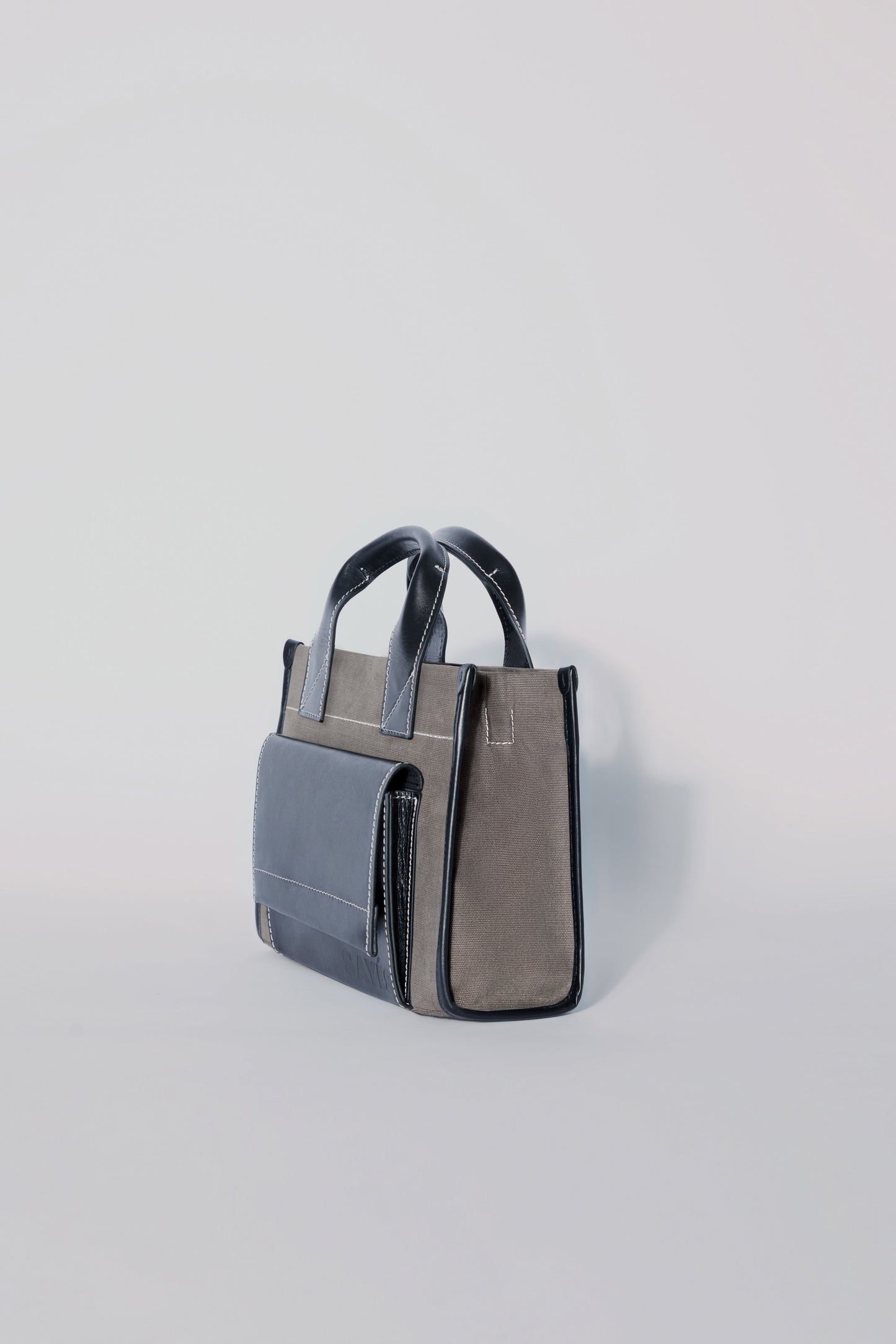 STITCHED POCKET MINI TOTE VİZON/SİYAH