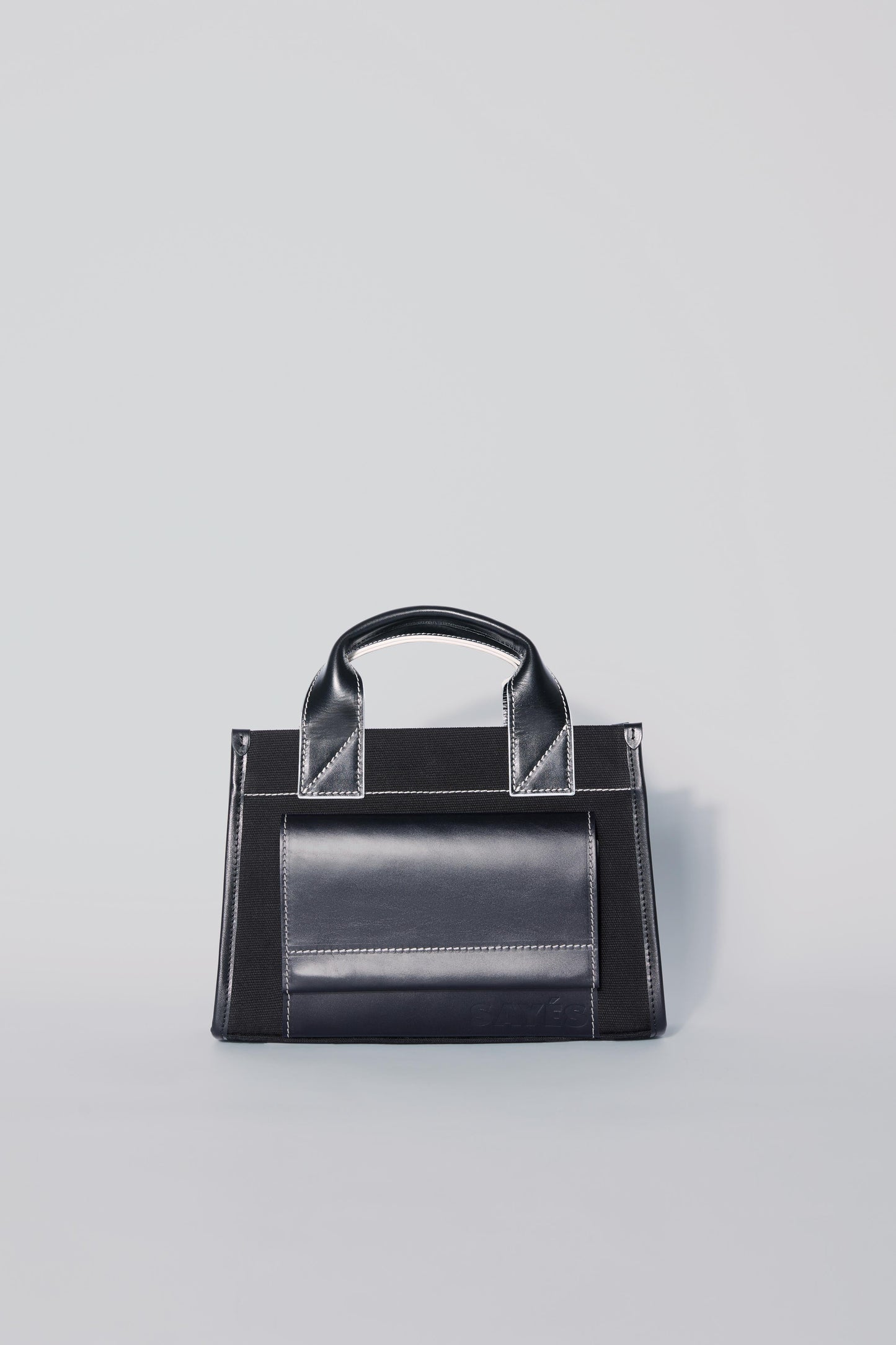 STITCHED POCKET MINI TOTE SİYAH/KIRIK BEYAZ