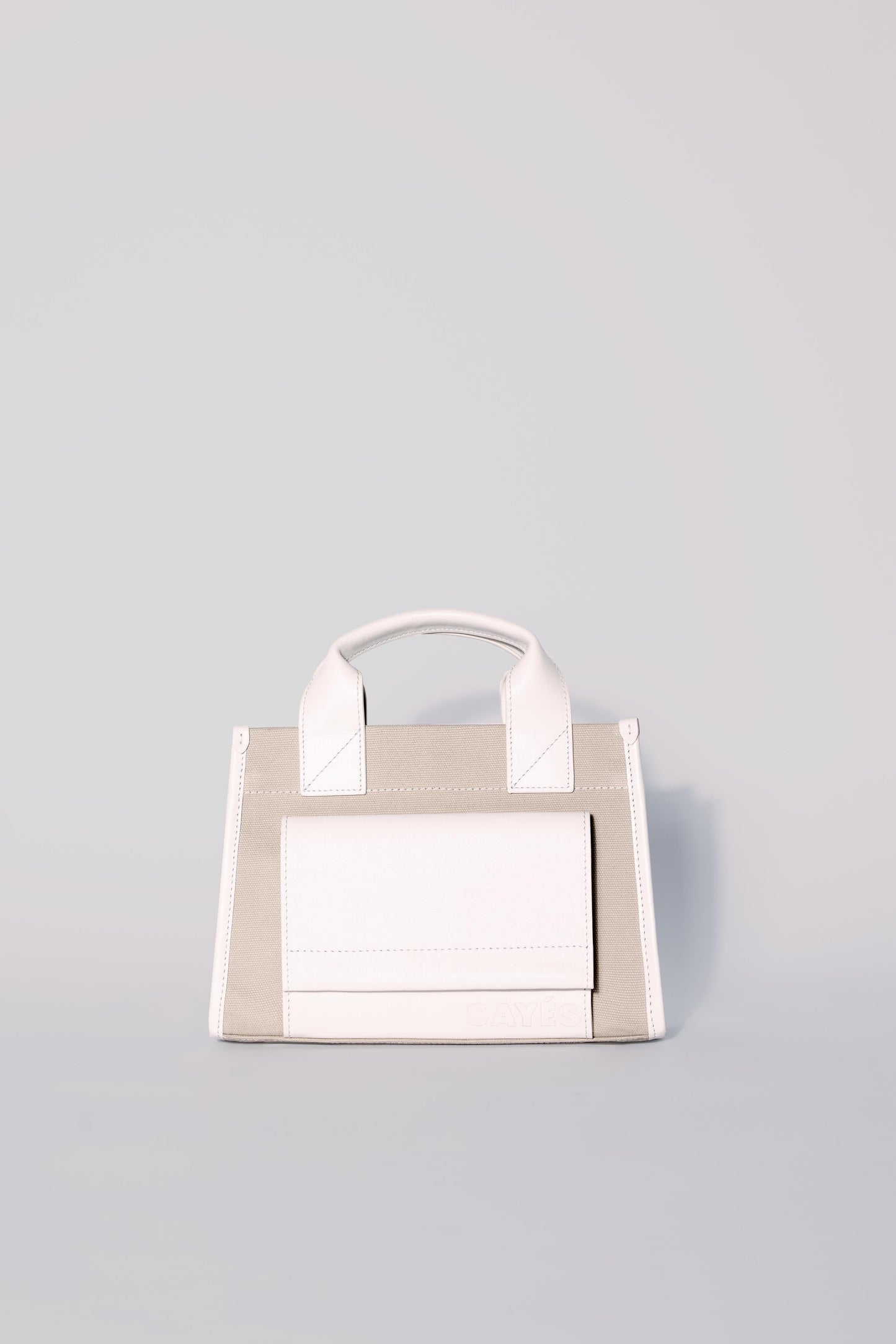 STITCHED POCKET MINI TOTE IN BEIGE/OFF-WHITE