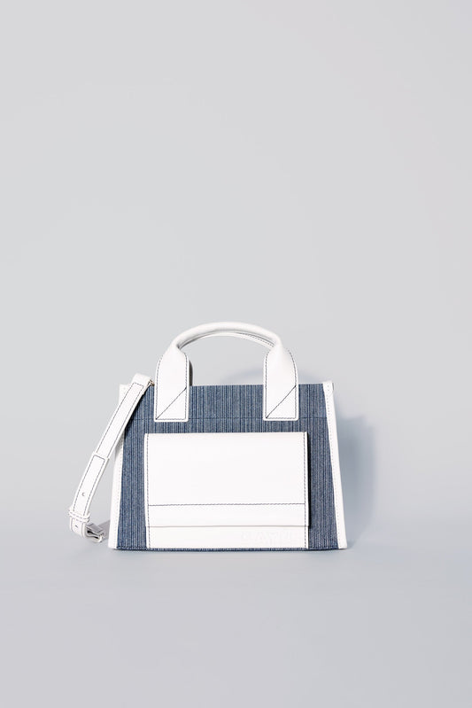 STITCHED POCKET MINI TOTE MARIN/KIRIK BEYAZ