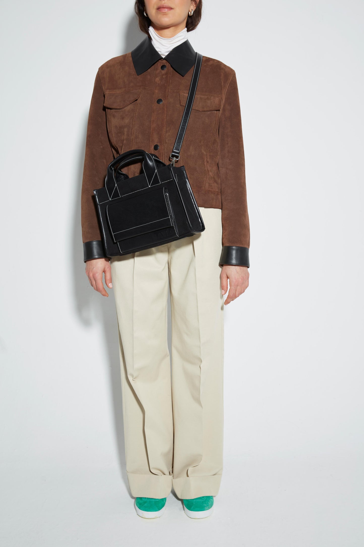 STITCHED POCKET MINI TOTE SİYAH