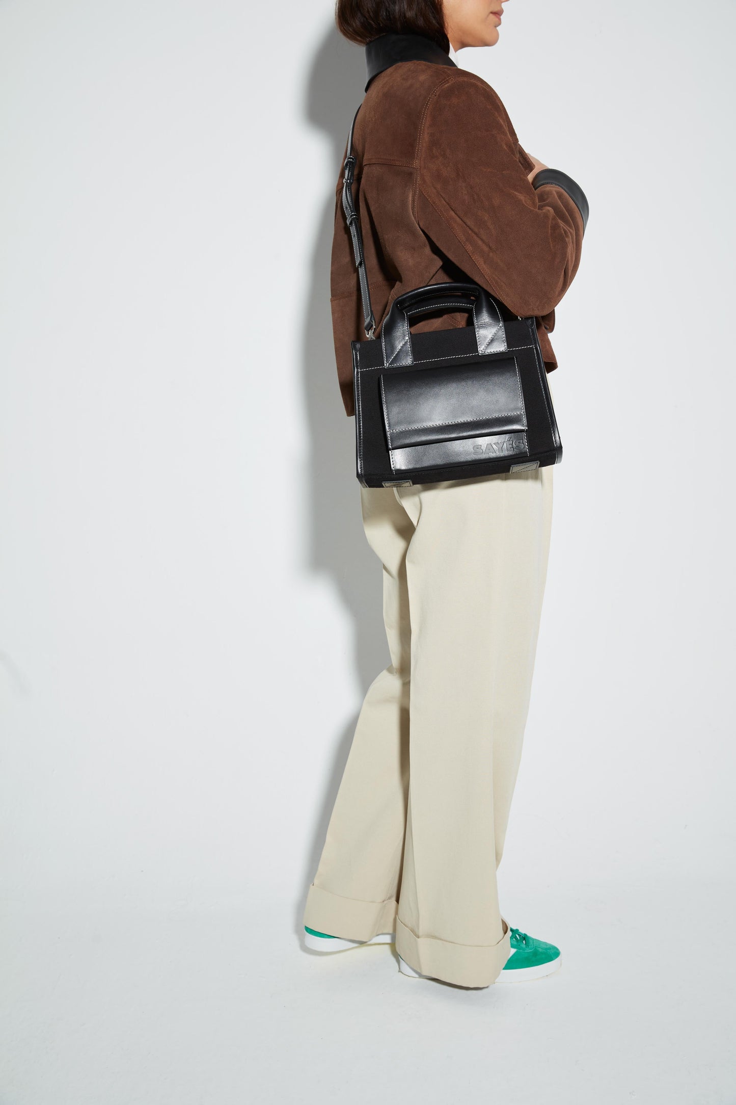 STITCHED POCKET MINI TOTE SİYAH