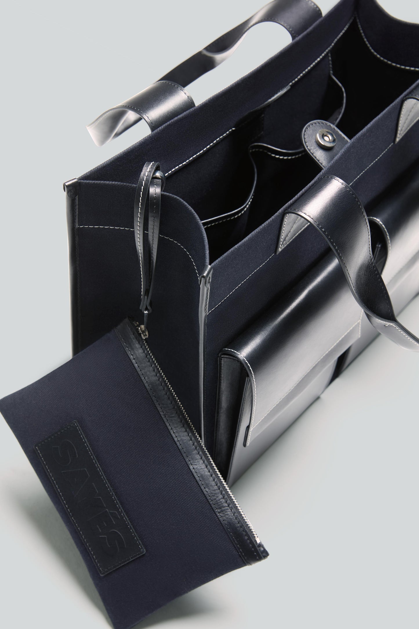 STITCHED POCKET MAXI TOTE LACİVERT/SİYAH