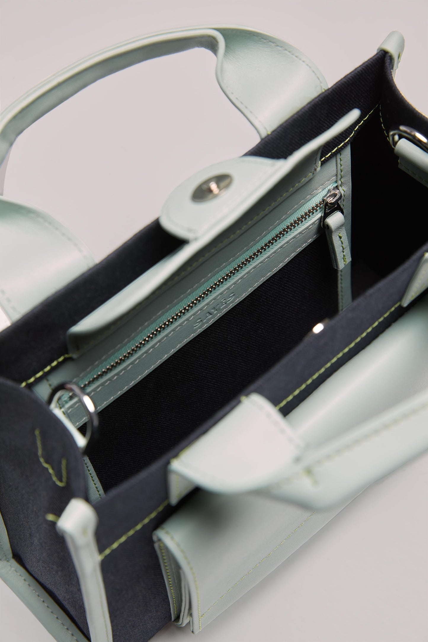 STITCHED POCKET MINI TOTE LACİVERT/SU YEŞİLİ