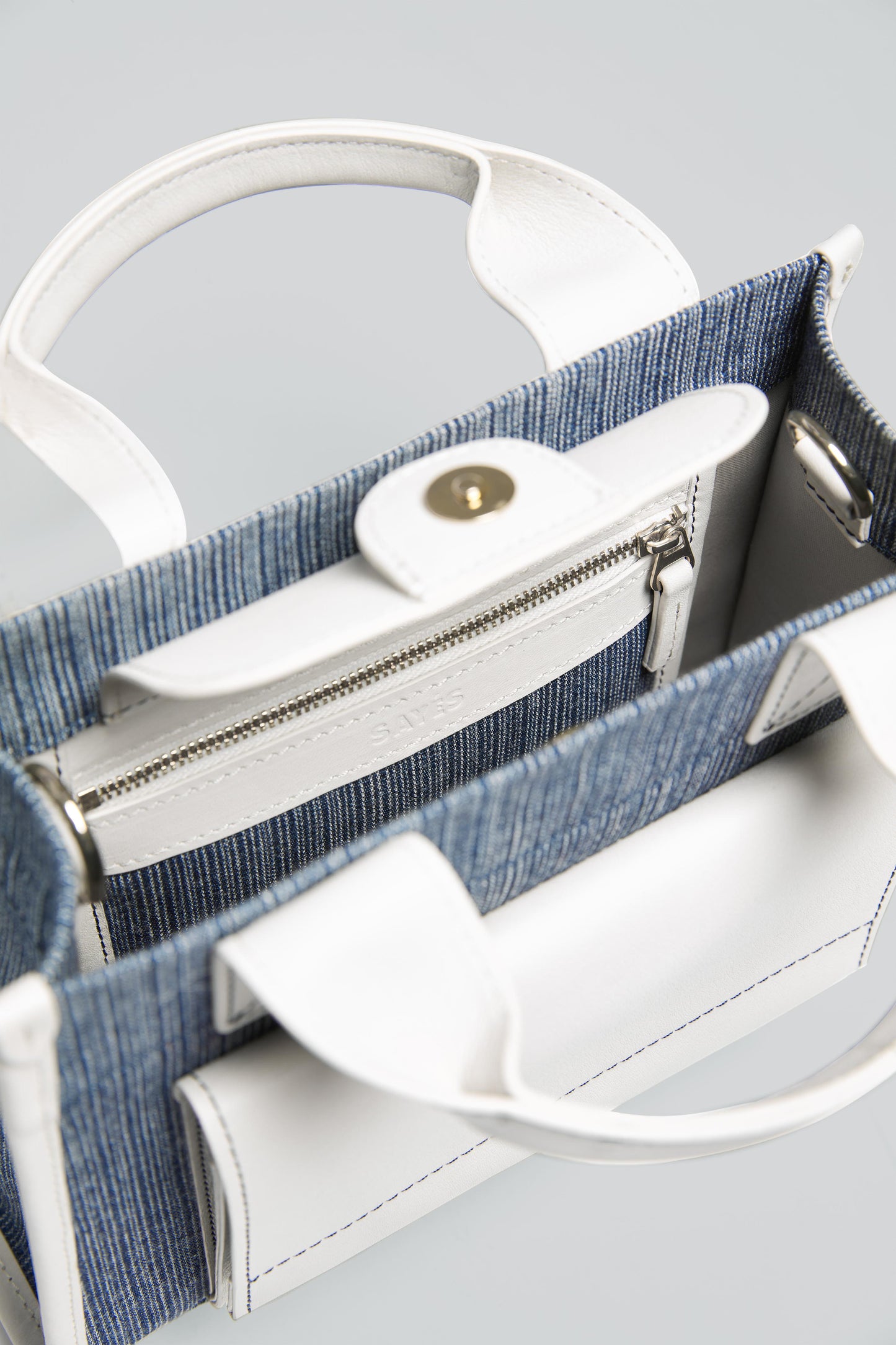 STITCHED POCKET MINI TOTE MARIN/KIRIK BEYAZ