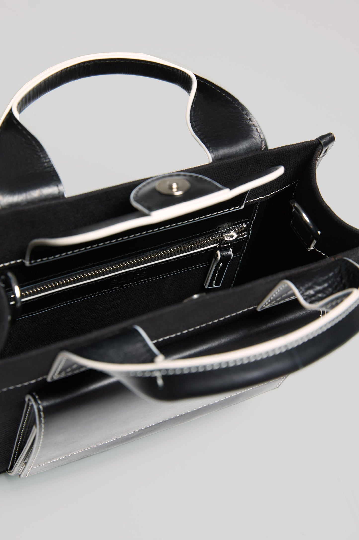 STITCHED POCKET MINI TOTE SİYAH/KIRIK BEYAZ