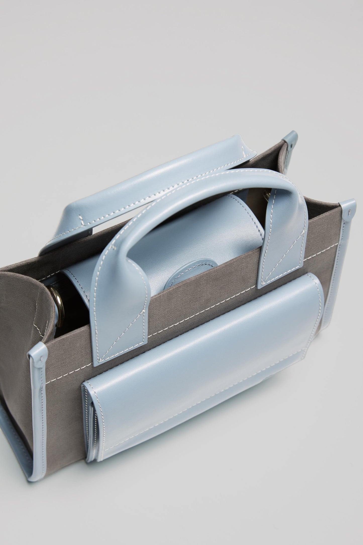 STITCHED POCKET MINI TOTE VİZON/MAVİ