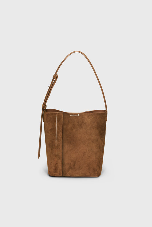 THE MEDIUM TOTE PLISSÉ CAMEL SÜET