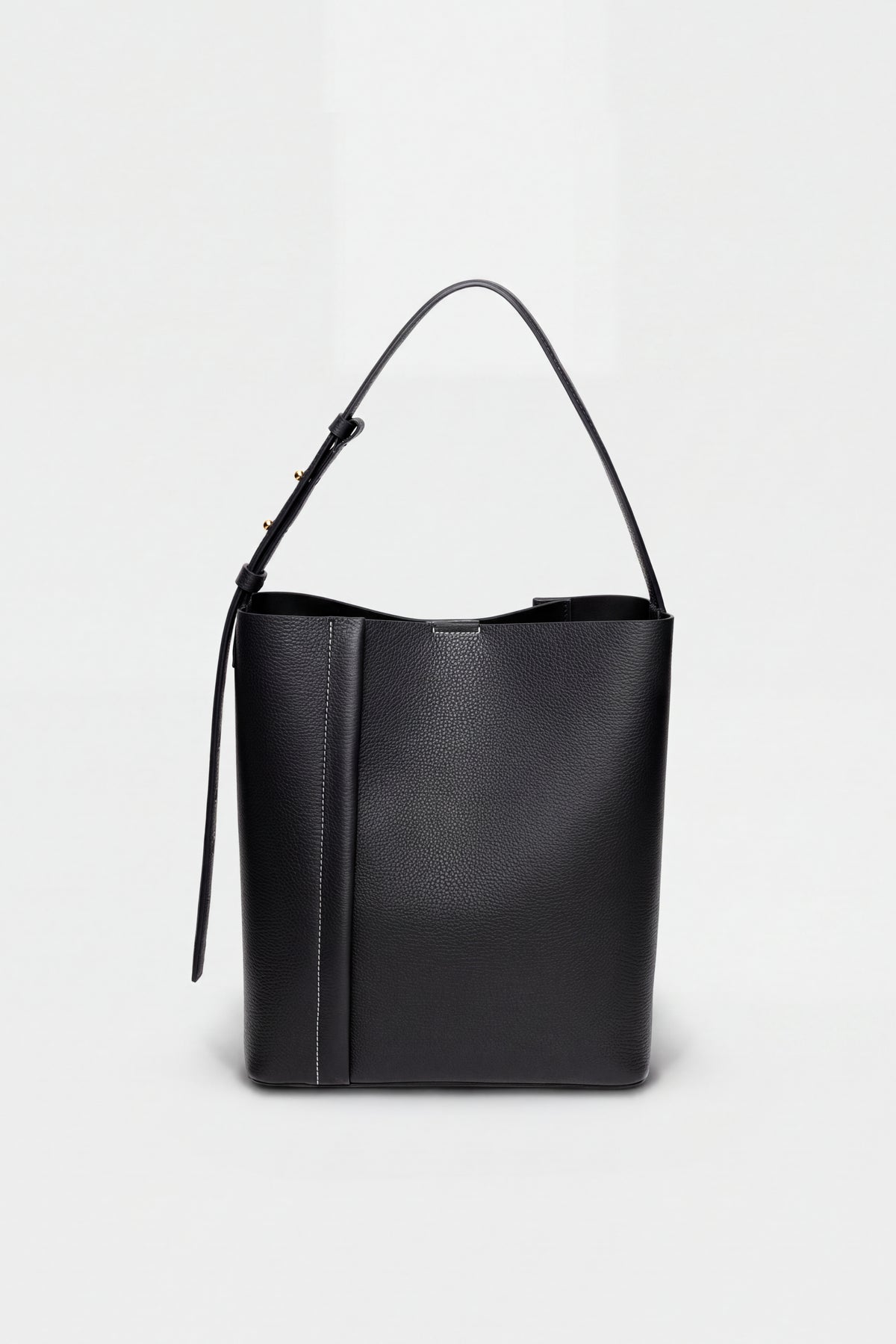 THE LARGE TOTE PLISSÉ BLACK NATURAL GRAIN LEATHER