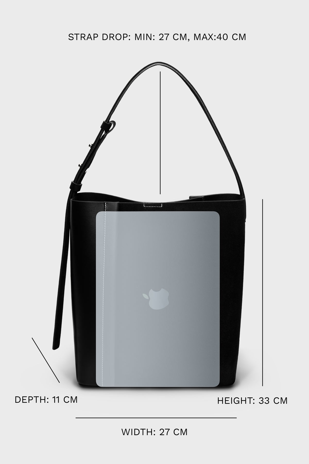 THE LARGE TOTE PLISSÉ BLACK SUEDE AND LEATHER