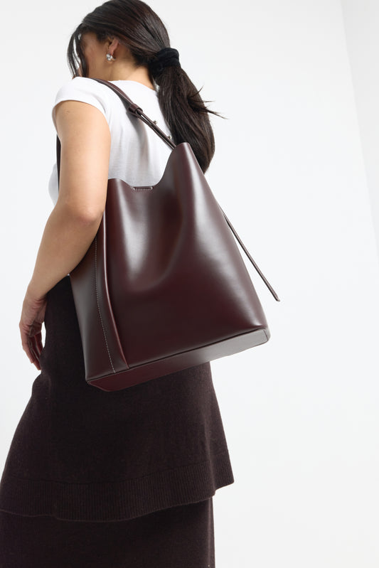 THE LARGE TOTE PLISSÉ BORDO