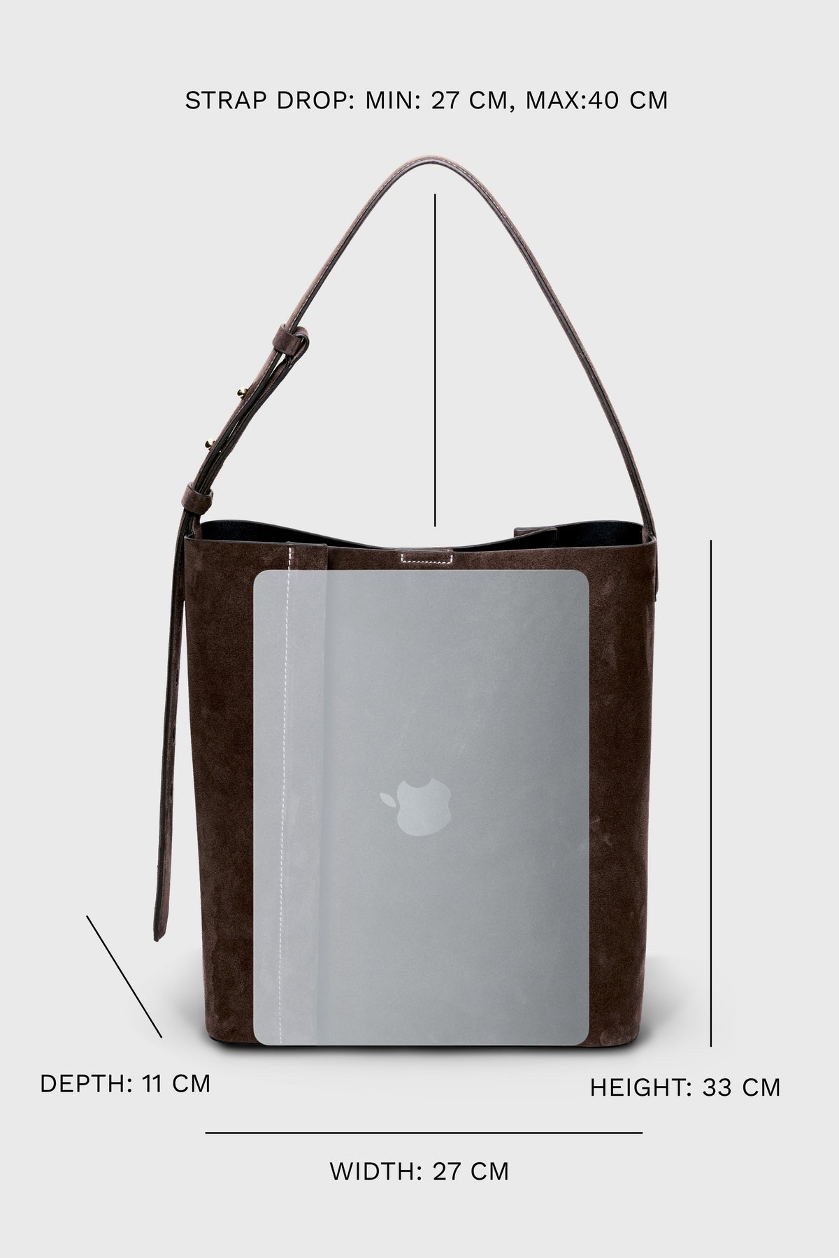 THE LARGE TOTE PLISSÉ BROWN SUEDE