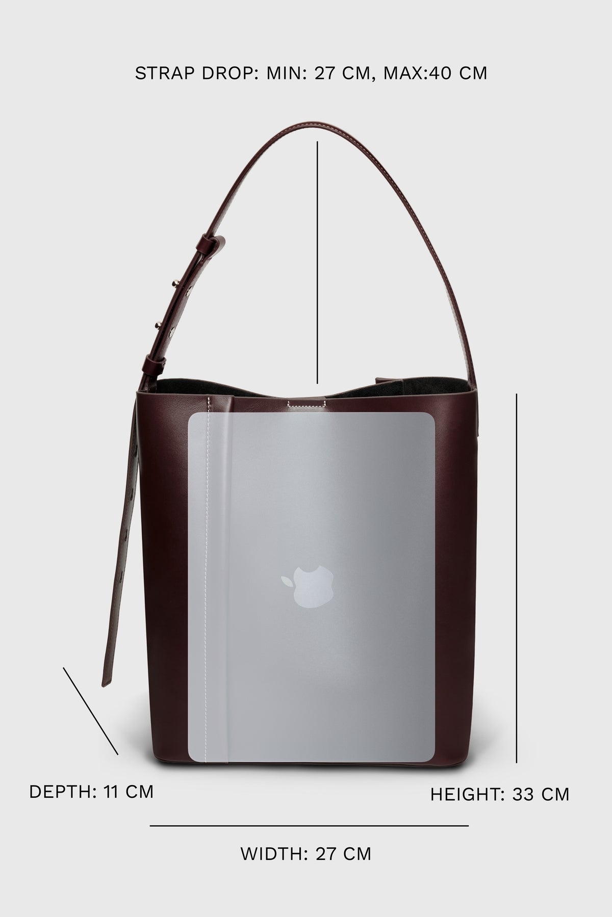 THE LARGE TOTE PLISSÉ BURGUNDY LEATHER
