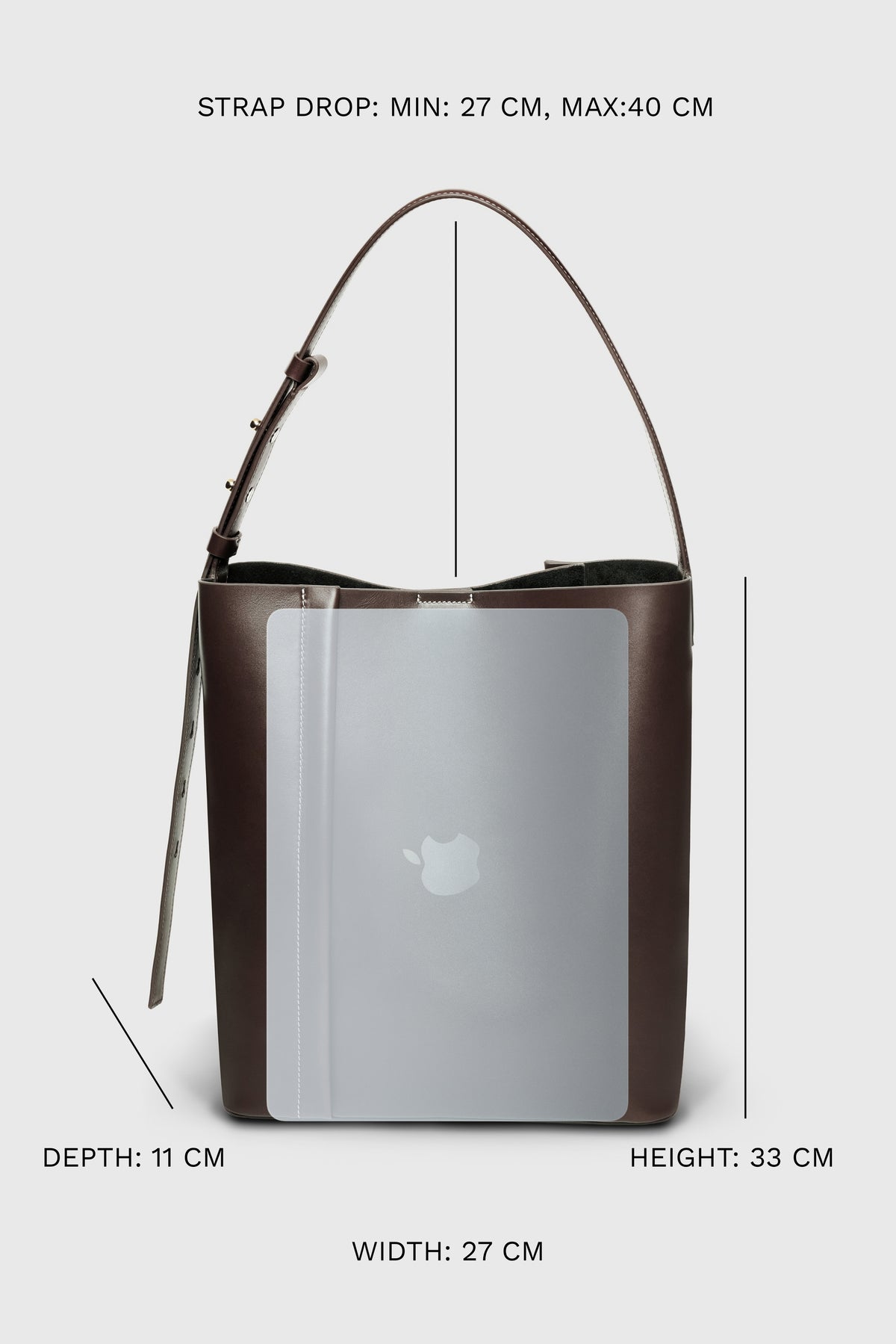 THE LARGE TOTE PLISSÉ DARK CHOCOLATE LEATHER