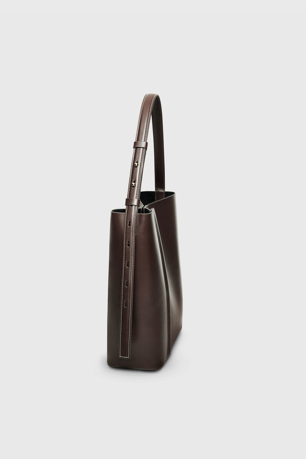 THE LARGE TOTE PLISSÉ DARK CHOCOLATE LEATHER