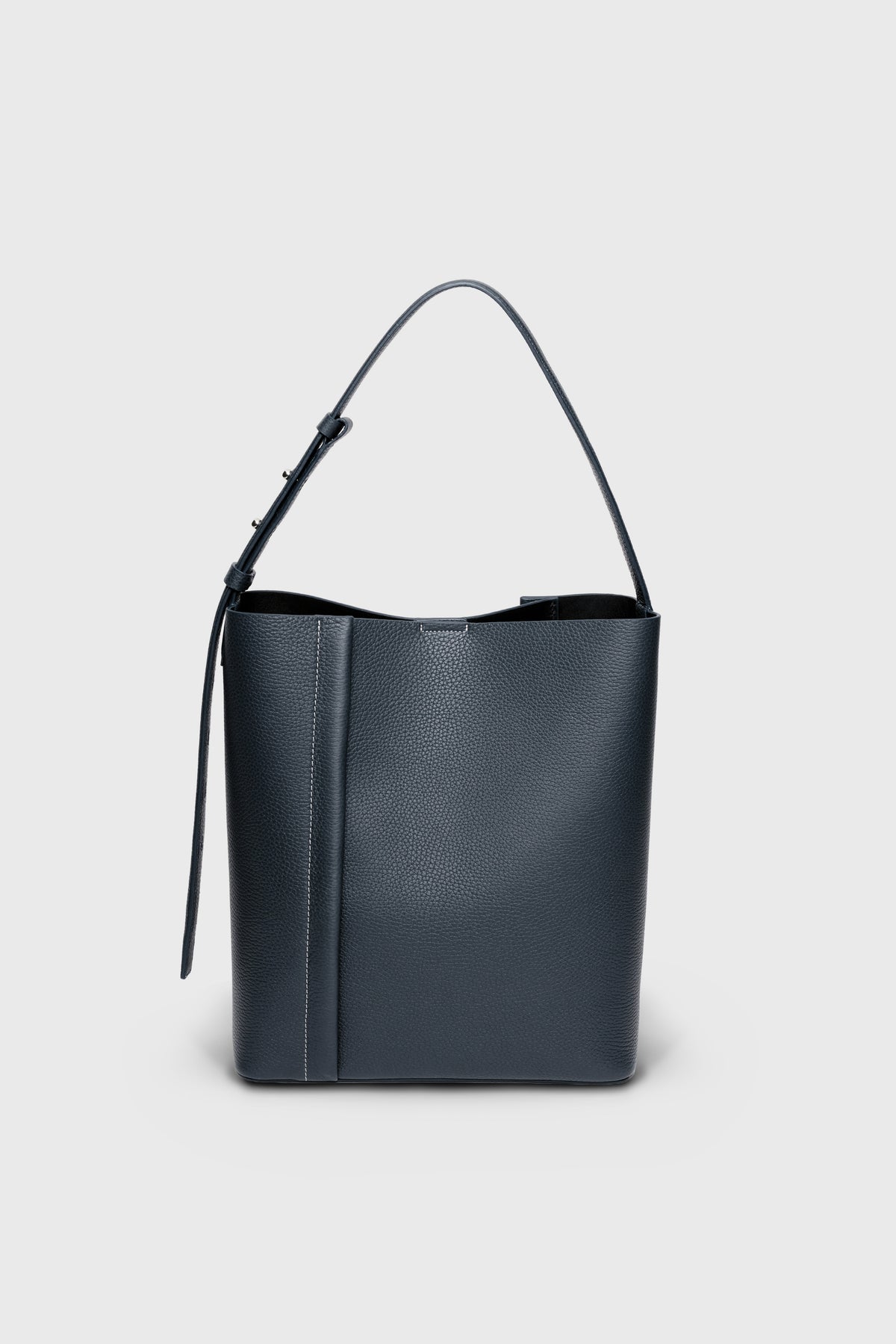 THE LARGE TOTE PLISSÉ INDIGO BLUE NATURAL GRAIN LEATHER