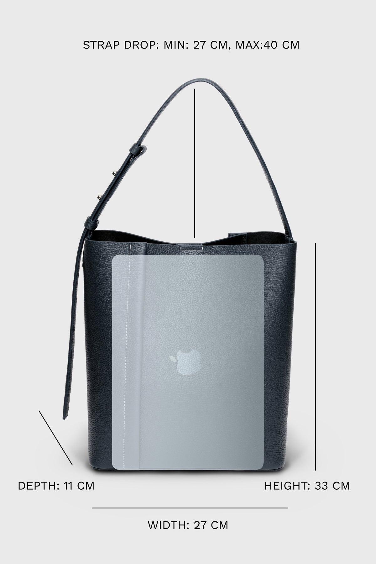 THE LARGE TOTE PLISSÉ INDIGO BLUE NATURAL GRAIN LEATHER