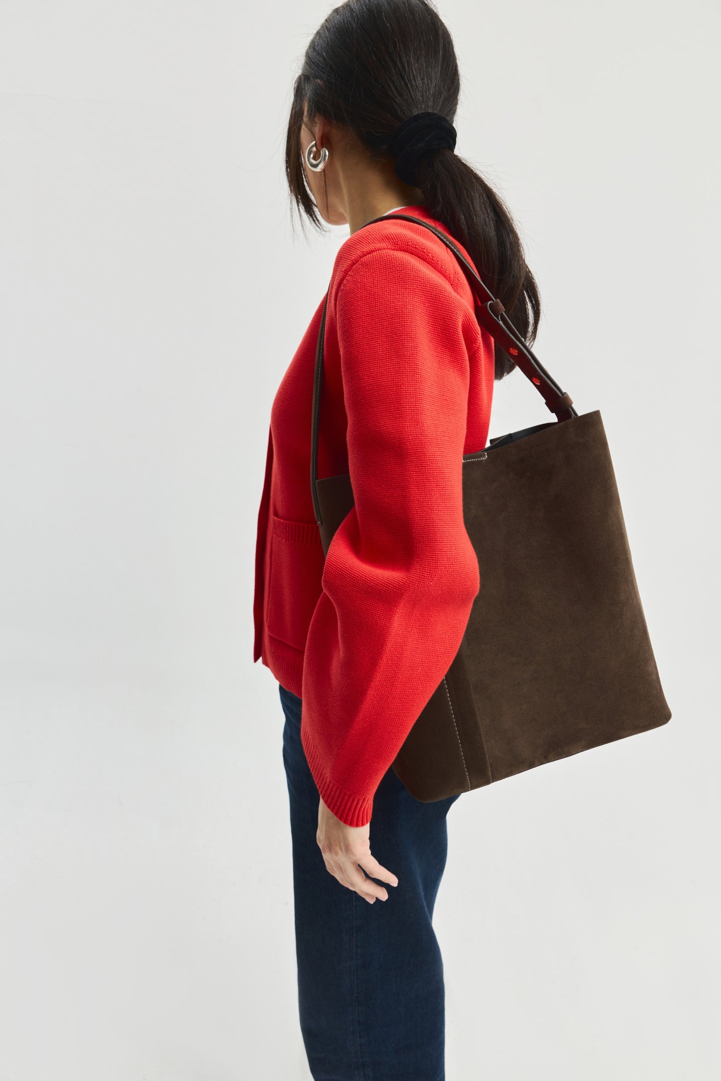 THE LARGE TOTE PLISSÉ KAHVERENGİ SÜET