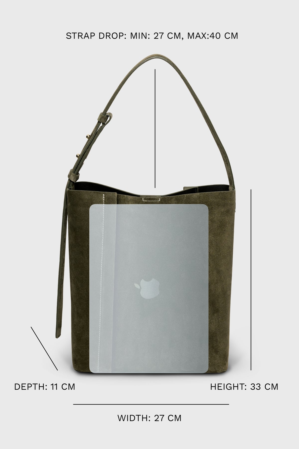 THE LARGE TOTE PLISSÉ KHAKI SUEDE