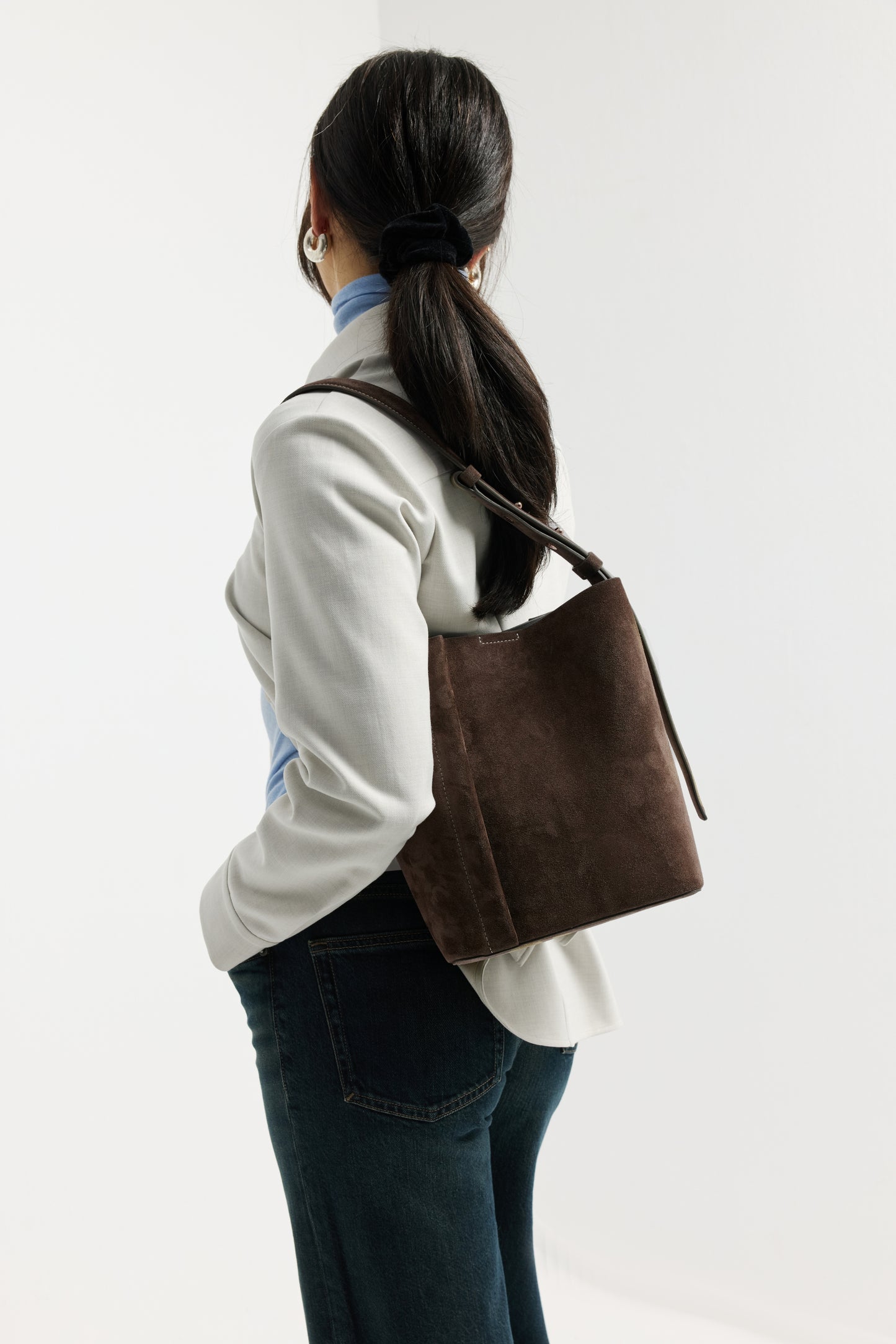 THE MEDIUM TOTE PLISSÉ KAHVERENGİ SÜET