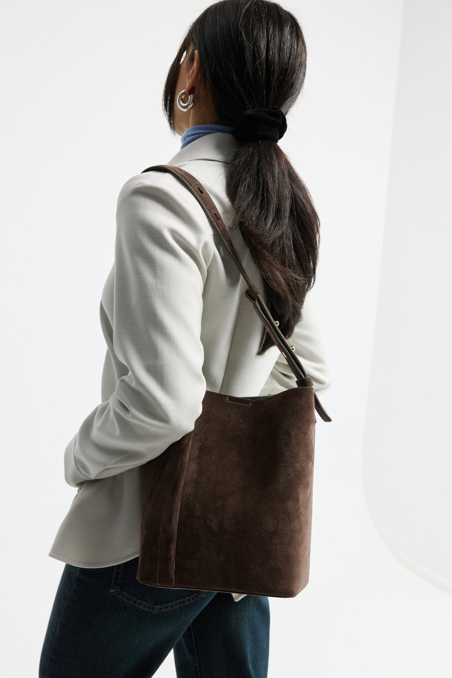 THE MEDIUM TOTE PLISSÉ KAHVERENGİ SÜET