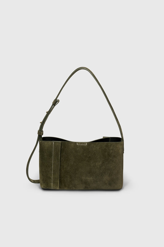 THE SMALL TOTE PLISSÉ HAKİ SÜET