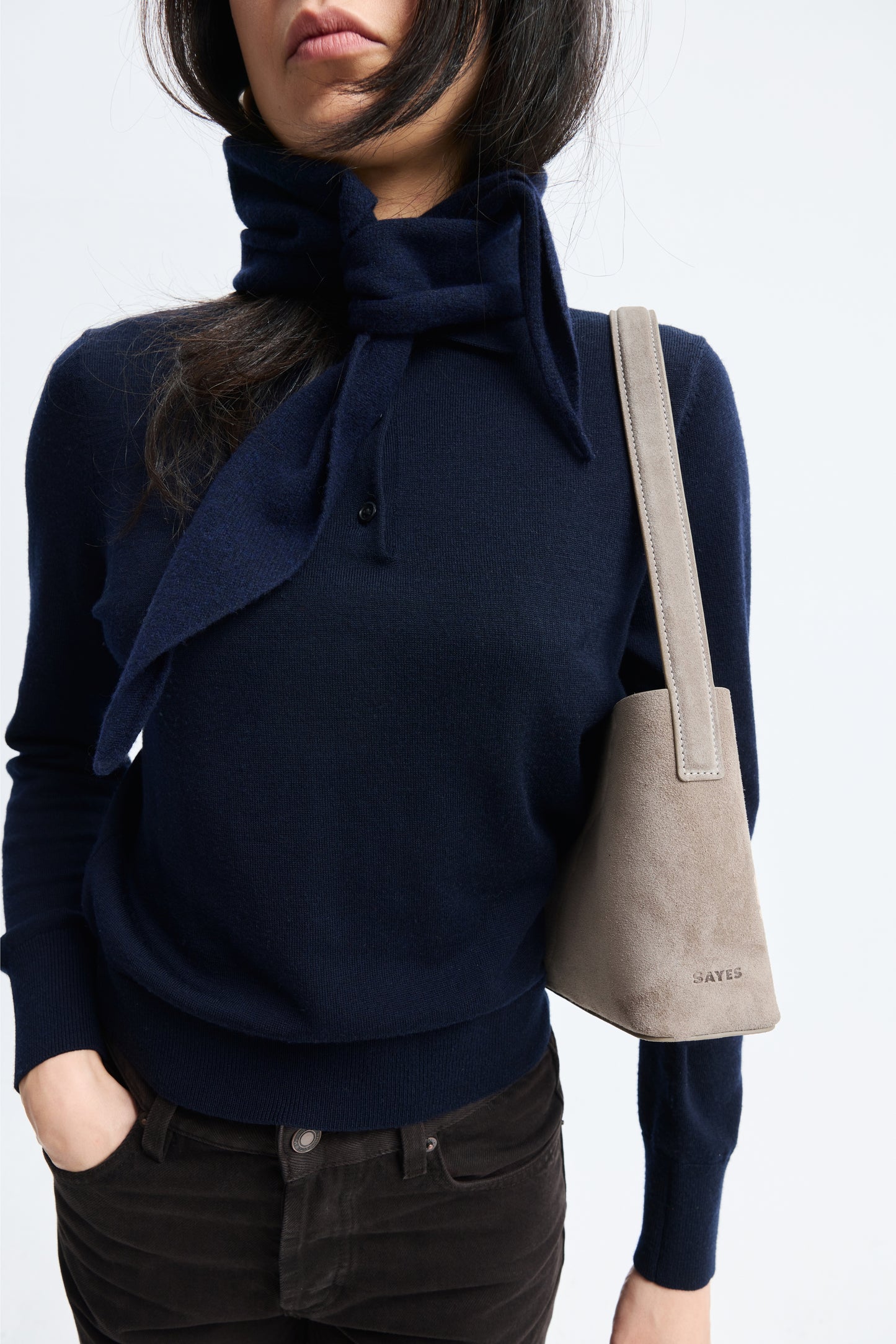 THE SMALL TOTE PLISSÉ KUM BEJİ SÜET